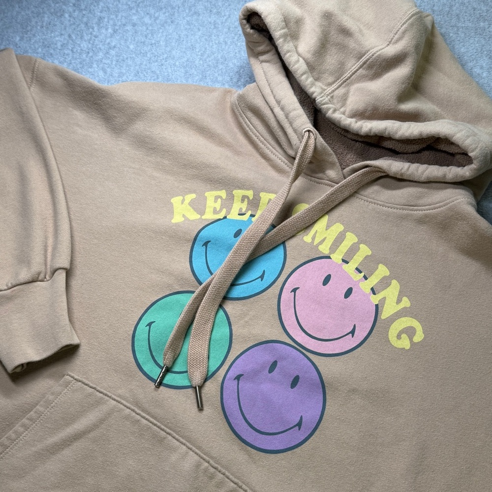 American Eagle‎ Smiley Face Hoodie Keep Smiling Graphic Pullover Size M